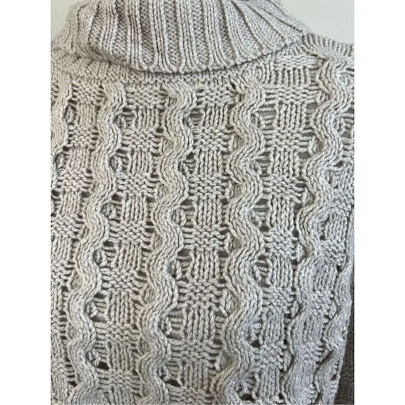 Soft Surroundings NWT Sweater Open Cable Knit Flare Sleeve Mock Neck sz L - Picture 5 of 11